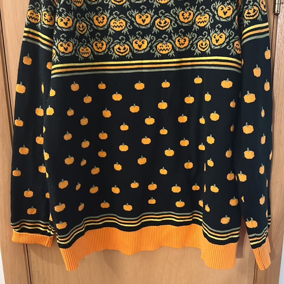 Fun.com Halloween Pumpkin Jack-O-Lantern Ugly Sweater Black Orange Size XL - Picture 11 of 11